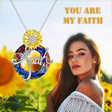 Sunflower Faith Necklace for Women 925 Sterling Silver Faith Crystal Jewelry Gifts for Women Girls