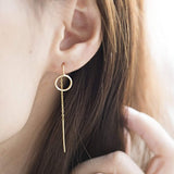 Round Hoop Tassel Threader Earrings Sterling Silver Circle Long Chain Earrings (threader - gold)