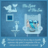 Mermaid Charms fit Pandora Charms  925 Sterling Silver Charms Bead CZ Heart Shape Blue Enamel Bead Ocean Sea Charm for Women