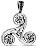 Celtic Viking Triskele Triquetra Trinity Spiral Knot Pendant Necklace For Women Oxidized 925 Sterling Silver