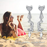 Devil Heart with Arrow Studs Earrings Sterling Silver Dainty Puff Love Heart Drop Earrings with Crystals for Women