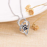 Pet Lovers 925 Sterling Silver Paw Print Love Heart Pendant Necklace Animal Jewelry Puppy Paw for Women Gift