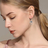 925 Sterling Silver Heart Sunflower Dangle Drop Earrings Oxidizied Earrings for Women Girls