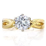 Moissanite With Unique Diamod Engagement Ring 1 CTW 14k Yellow Gold