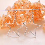 Geometric Jewelry 925 Sterling Silver Big Star Earrings Dangle Fish Hook Earrings for Women Gift
