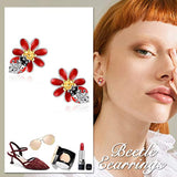 Sterling Silver Sunflower Ladybug Earrings Cute Animals Stud Earrings Gifts for Women
