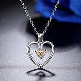 S925 Sterling Silver Two Heart Shaped Necklace Pendant Jewelry for Women