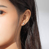 Sterling Silver Moon Star Opal Stud Earrings Gifts for Teenage Girls