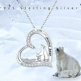 Mama Bear Necklace S925 Sterling Silver CZ Heart Mother Child Jewelry For  Women