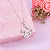 925 Sterling Silver Mother Daughter Jewelry Elephant Heart Pendant Necklace love you more for Women Girls