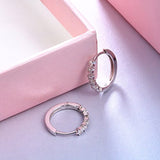 925 Sterling Silver Pave Cz Star Small Hoop Earrings for Women