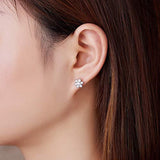 Beautiful 925 Sterling Silver Ear Studs for Christmas Snowflake with Cubic Zirconia, 11mm