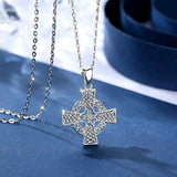 Cross Necklace for Women , 925 Sterling Silver Tiny Celtic Knot Cross Infinity Pendant Necklace Simple Cross Necklaces for Women