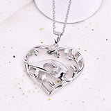Women's Heart Necklace Sterling Silver Love Mother and Daughter Pendant 14K Rose Gold plated Jewelry