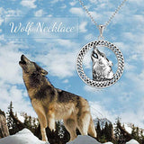 Wolf Necklace 925 Sterling Silver Wolf Celtic Pendant for Men Women, Oxidizied Viking Jewelry for Men