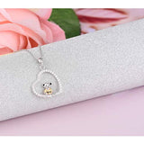Mother Daughter Jewelry - 925 Sterling Silver Lucky Cute Teddy Bear Love In Heart Necklace For Women Girls