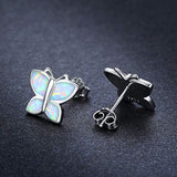 Opal Stud Earrings 925 Sterling Silver Hypoallergenic Butterfly Stud Earrings for Women