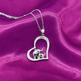 S925 Sterling Silver Lucky Elephant Love Heart Mother and Daughter Necklace for Women Girls