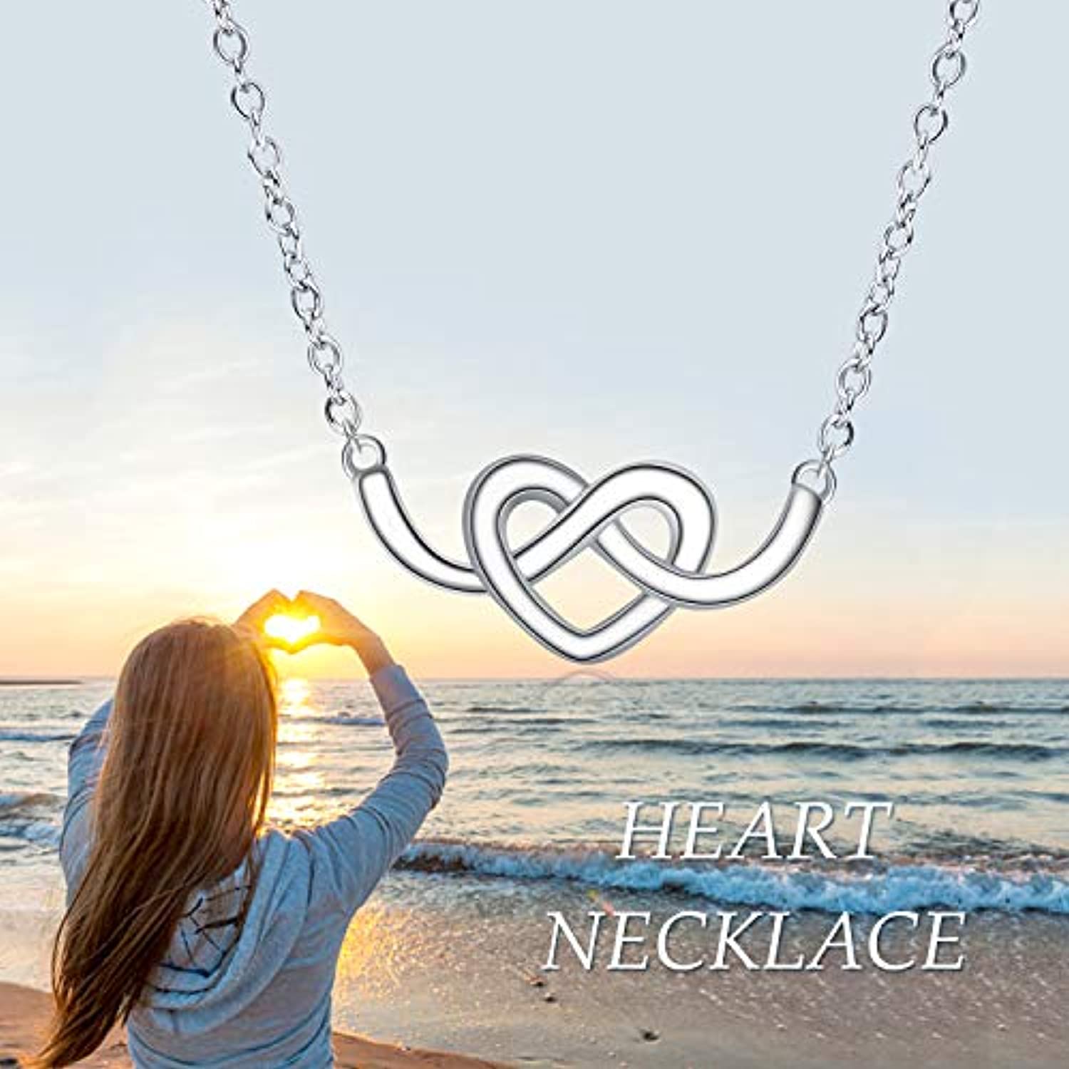 Heart knot choker necklace Sterling Silver Dainty Choker Pendant Necklace Jewelry Gifts for Women Girls