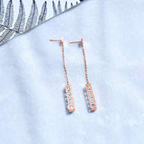 Dangle Cubic Zirconia Earrings Rose Gold Plated Diamond Dangle Drop Earring for Woman Girl Teens