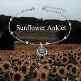Sunflower Anklet 925 Sterling Silver  Sunflower Jewelry for Women Gifts