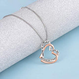 925 Sterling Silver  I Love You Mom Infinity Double Heart Pendant Necklace for Women Mom
