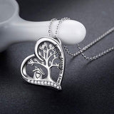 Tree of Family Necklace Jewelry 925 Sterling Silver ‘Family Strenght Love“Tree of Life Pendant Jewelry Gifts for Women
