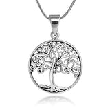 Tree of Life Symbol Round Pendant Necklace