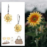 Sunflower Earrings for Women Sterling Silver Sunflower  Dangle Earrings for Girls