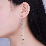 925 Sterling Silver Bead Dangling Drop Earrings, Long Chain Earrings for Women