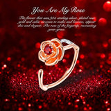Rose Flower Toe Rings for Women, S925 Sterling Silver Rose Gold Plated CZ Adjustable Open Ring Jewelry For Valentine's Day