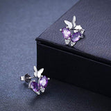  Silver Purple CZ Stud Earrings