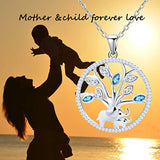 Lovely Elephant Tree Of Life Round Pendant Necklace 925 Sterling Silver Animal Jewelry Gifts for Mom Daughter