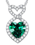 Silver Green Emerald Necklace Pendants Infinity Love  