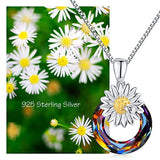 Daisy Neckalce Jewelry Sterling Silver Daisy and Ladybug Neckalce with Crystal Flower Gifts for Women Girls