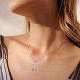 Sea Turtle Necklace For Women Sterling Silver 925 with Colorful Cubic Zirconia CZ Round Circle Pendant Necklace