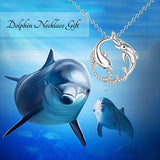 Sterling Silver Dolphin Necklaces Crystal Dolphin Pendant Ocean Wave Jewelry for Women Girls Gifts