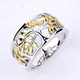 925 Sterling Silver Gold Tree Of Life Ring Anniversary Rings