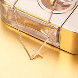 Sideways Cross Choker Necklace 925 Sterling Silver Rose Gold Plated Chain Necklaces