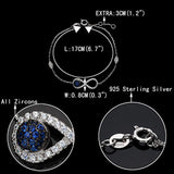 925 Sterling Silver Cubic Zirconia Elegant Infinity Figure 8 Leaf Link Bracelet Blue