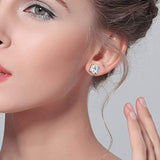 925 Sterling Silver Cubic Zirconia Wedding Square Elegant Stud Earrings Clear