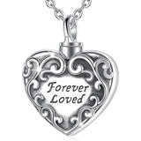  silver Urn Necklace forever loved Heart Necklace
