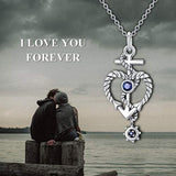 925 Sterling Silver Anchor Pendant Sailor Necklace Nautical Jewelry Faith Hope Love Heart Gift for Women
