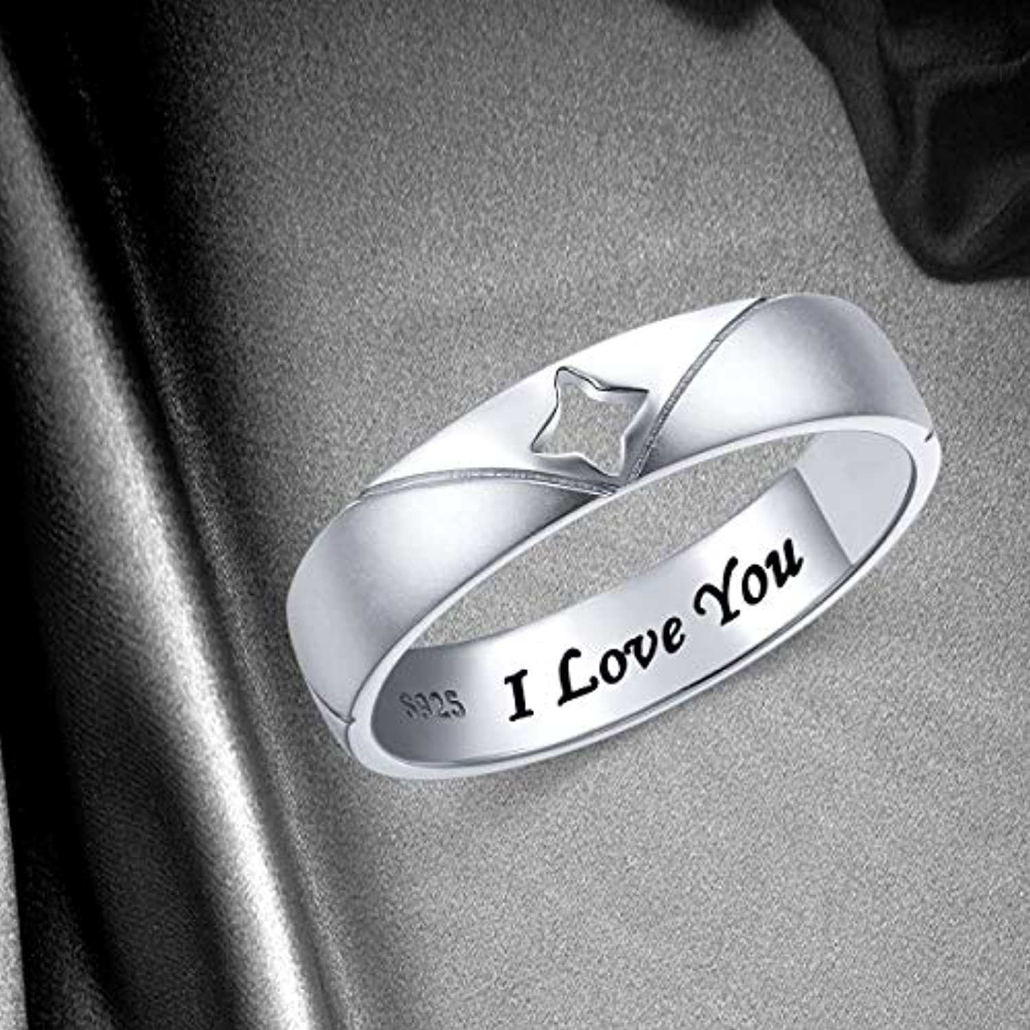 Adjustable Silver Heart Couple Rings for lovers in Silver valentine gift &  proposal ring New year