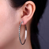 50mm Large Hoop Earrings Women 925 Sterling Silver Pave CZ Platinum Plated Earrings Hypoallergenic