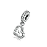 Heart-to-heart zircon beads Sterling silver  bracelet beads jewelry