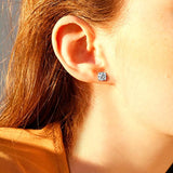 14k  White Gold  Round Cut Moissanite Stud Earrings For Women Girls
