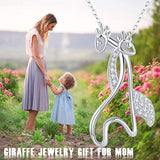 925 Sterling Silver Elegant CZ Giraffe Pendants Necklace Animal Necklace Gift for Women