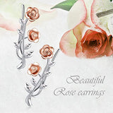 Sterling Silver Rose Flower Earrings Rose Gold I Love You Forever Rose Heart Jewelry Gifts for Women Her