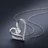 925 Sterling Silver Cubic Zirconia Heart Necklaces - “You are The Only One” Forever Lover Heart Pendant for Women